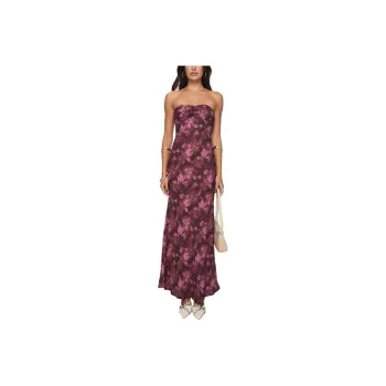 PRINCESS POLLY ABEILA STRAPLESS MAXI DRESS Sleeveless Dress Women's BURGUNDY/Burgundy