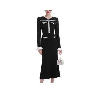 Self portrait Embellished Trim Knitted Midi Dress