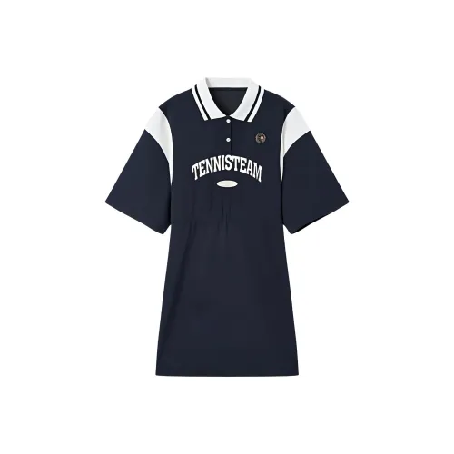 EICHITOO Short Sleeved Dress Women's Navy Blue & Accent