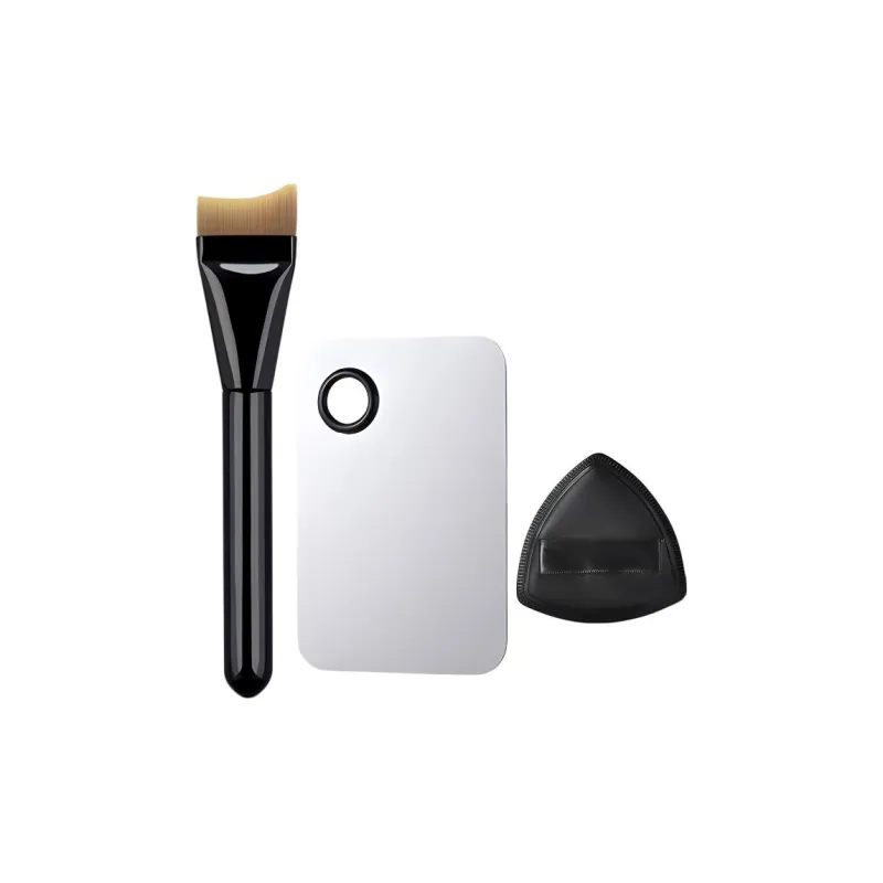 Future Maple Black Moon Foundation Brush, Square Palette, Powder Puff Makeup Tool Combination Base Layer, No Pink-8