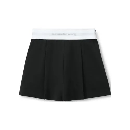 Alexander Wang High Waisted Pleated Logo Elastic Short Black