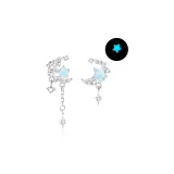 925 Sterling Silver-Star Moon Hoop Earrings[Glow-in-The-Dark Version]