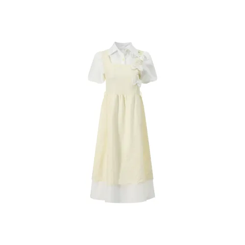 ONE PASS STUDIO Short Sleeved Dresses Women's Apricot