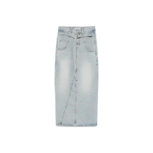 LOW CLASSIC Belted Denim Maxi Skirt