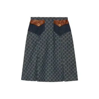GUCCI Denim Casual Short Skirts Women's Blue