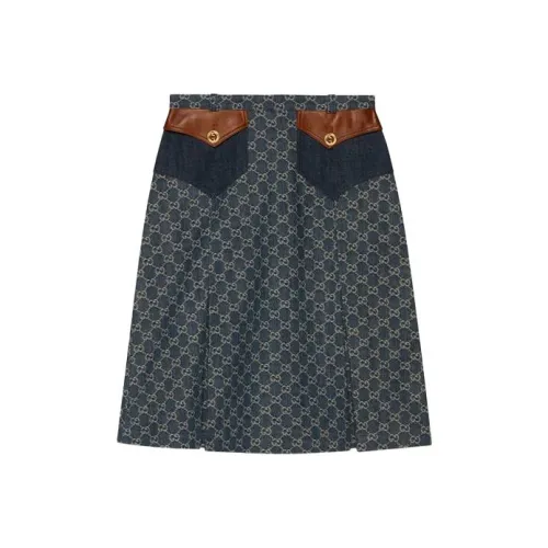 GUCCI Denim Casual Short Skirts Women's Blue