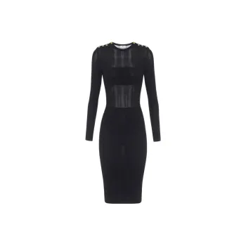 Elisabetta Franchi Semi sheer Rib knit Midi Dress