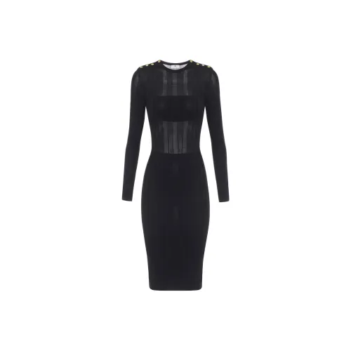 Elisabetta Franchi Semi sheer Rib knit Midi Dress