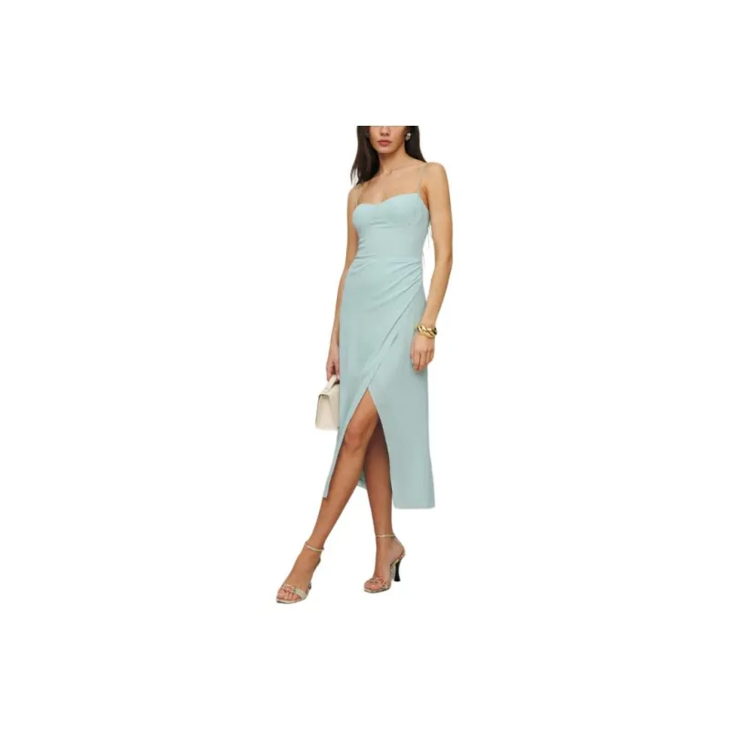 REFORMATION Petites Kourtney Dress Sleeveless Dress Women's Blue Crystal-0