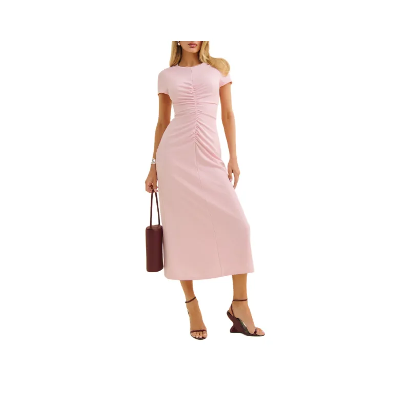 REFORMATION Mila Knit Dress Short Sleeved Dress Women's Light Pink-0