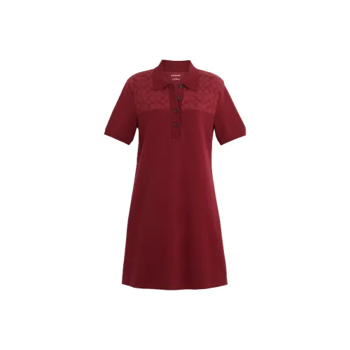 COACH Short Sleeved Dresses Women's Berry Red
