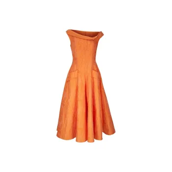 Talbot Runhof Sleeveless Dress Women's Mandarin Orange