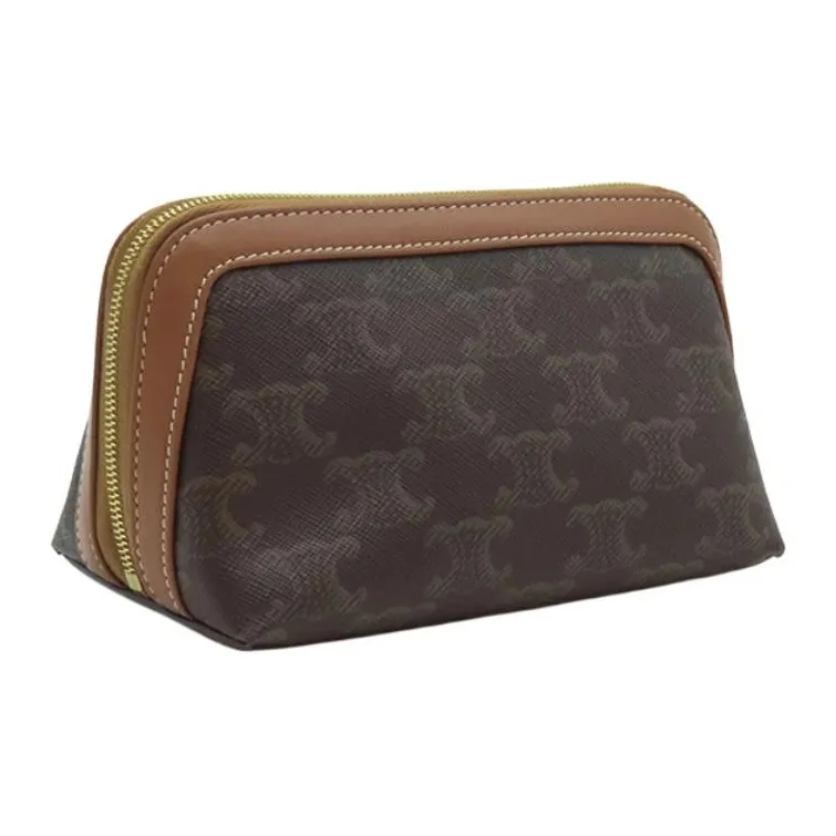 CELINE Calfskin Makeup Bag, Clutch Women's Tawny-1