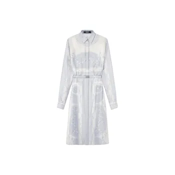 VERSACE Barocco Printed Belted Shirt Dress