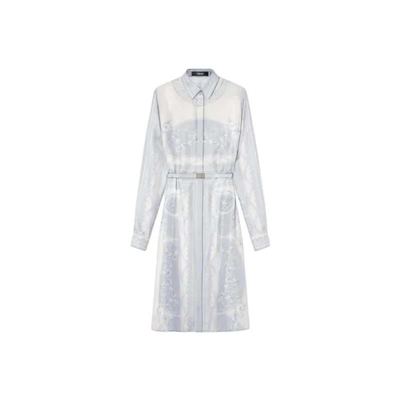 VERSACE Barocco Printed Belted Shirt Dress-0