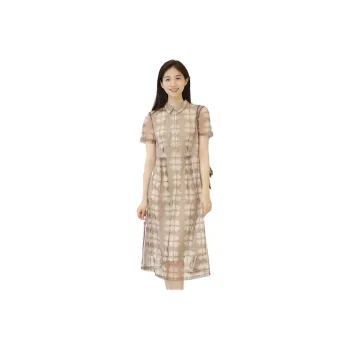 JZ. ANNAKRO Short Sleeved Dresses Women's Pattern Khaki