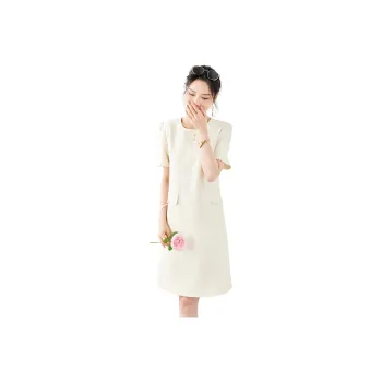 TERRE BLEUE Short Sleeved Dresses Women's Apricot