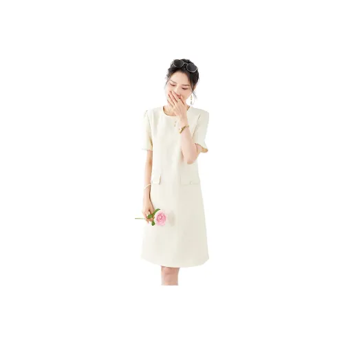 TERRE BLEUE Short Sleeved Dresses Women's Apricot