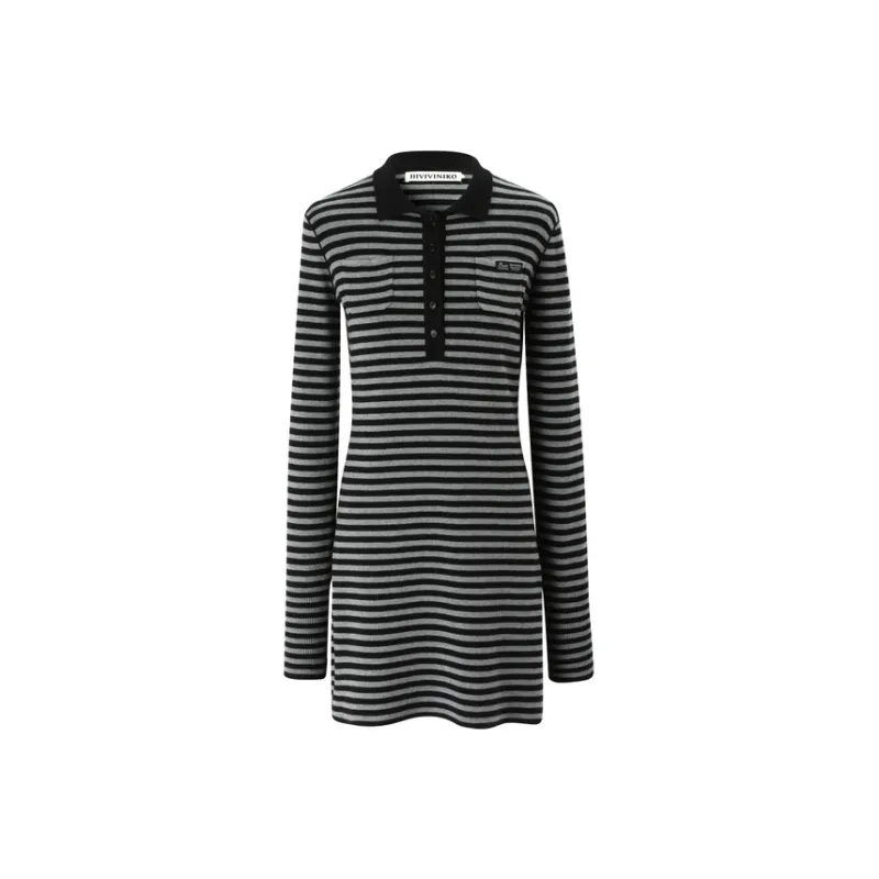 III VIVINIKO Long Sleeved Dress Women's Black-0