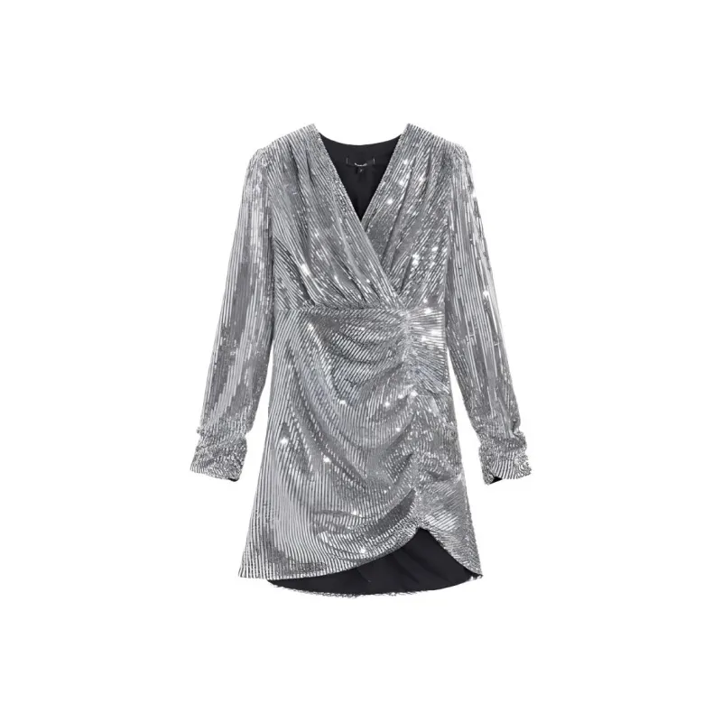 Bebe Long Sleeved Dresses Women's Silver-0