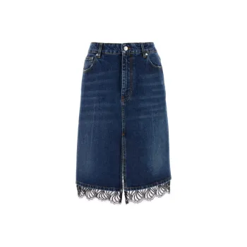 Stella McCartney Lace Detailed Denim Skirt