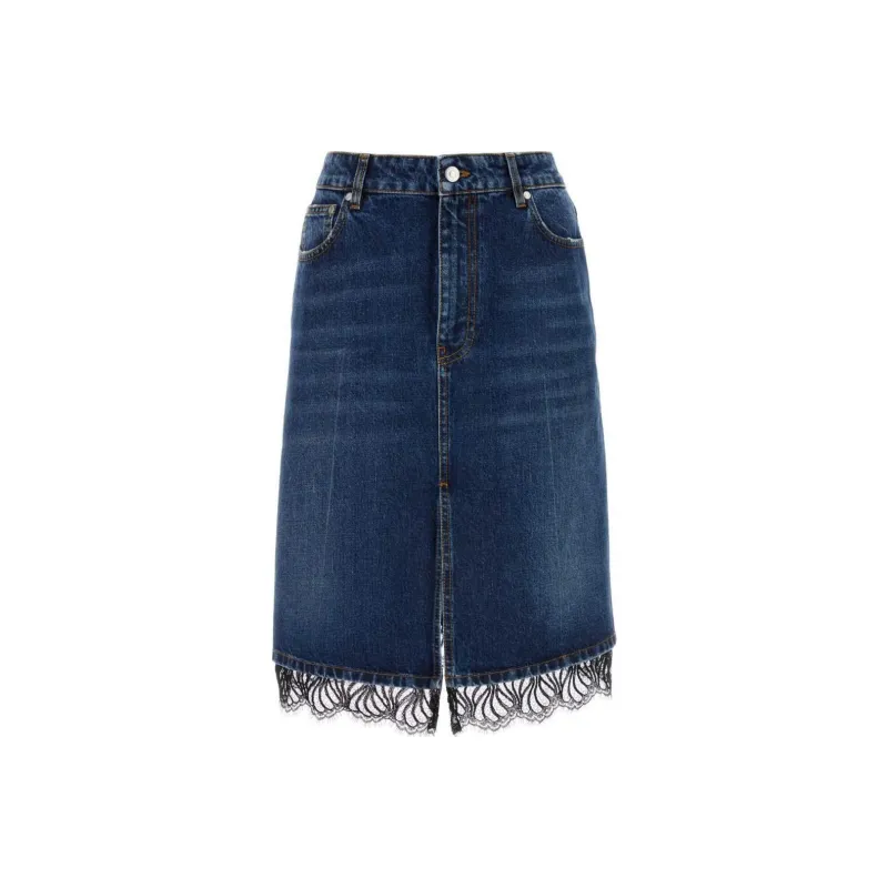 Stella McCartney Lace Detailed Denim Skirt-0