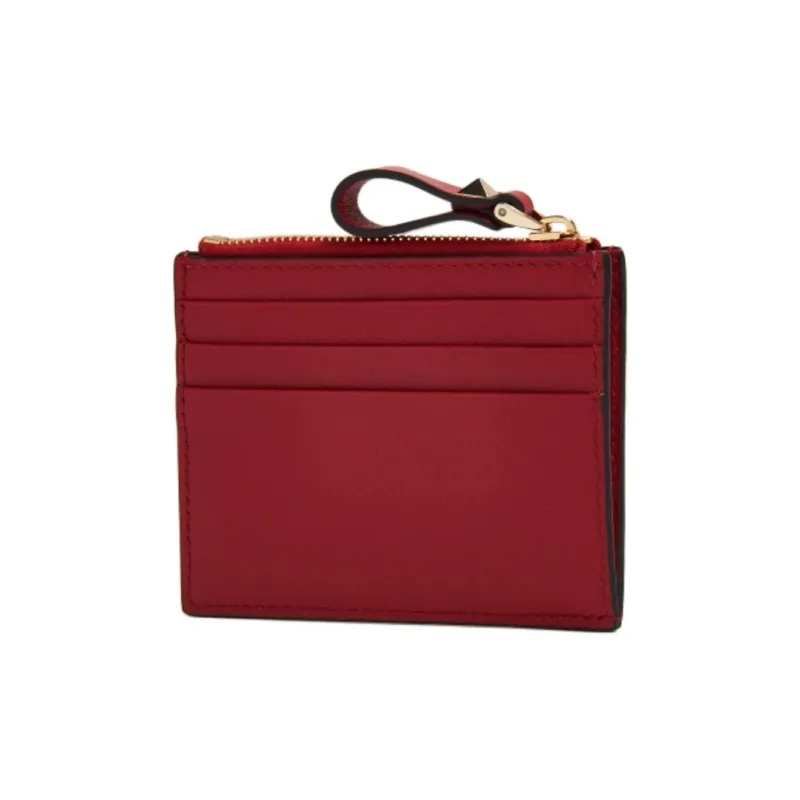 Valentino Leather Card Holder Women's Red-1