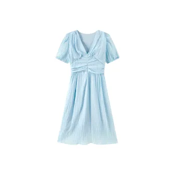 ZCDECO Short Sleeved Dress Women's Lake Blue