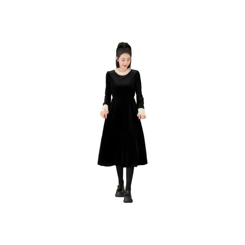 Fan Yiyi Long-Sleeved Dresses Women's Black-0