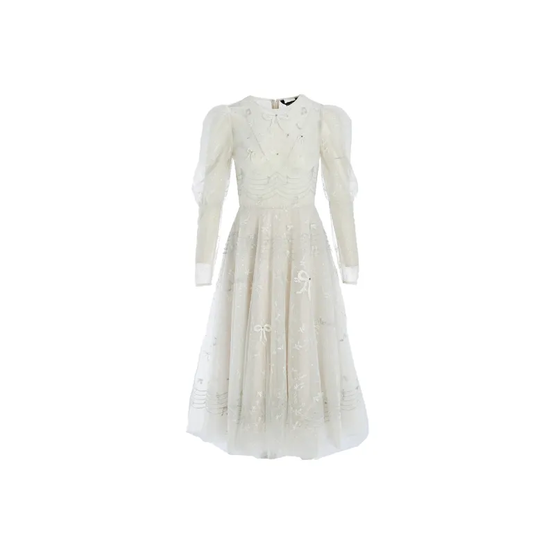Marie Elie Long-Sleeved Dresses Women's White-0
