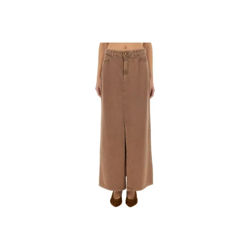 Alysi Logo patch Maxi Skirt-0