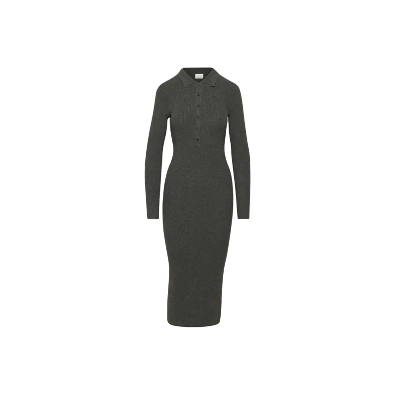 ARITZIA Wilfred Eveline Dress Long-Sleeved Dresses Women's Heather Charcoal/Stone Phoebe Zhennan Charcoal-0