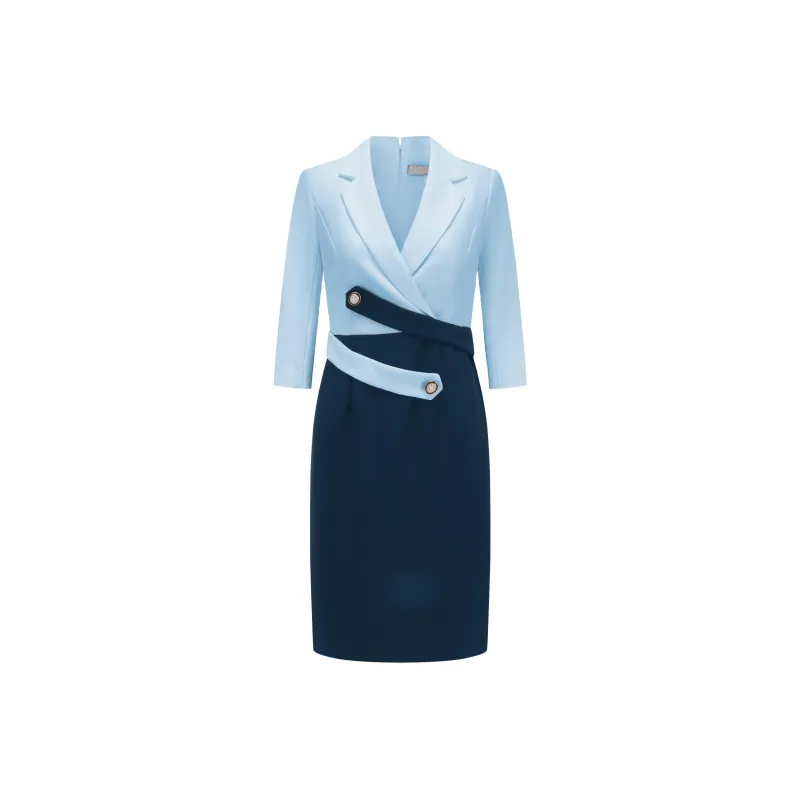 ONE SHALLOW 3/4 Sleeved Dress Women's Navy Blue-0