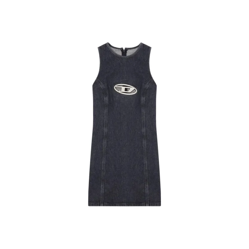 DIESEL De Ferriz Fsd Oval D Plaque Denim Mini Dress-0