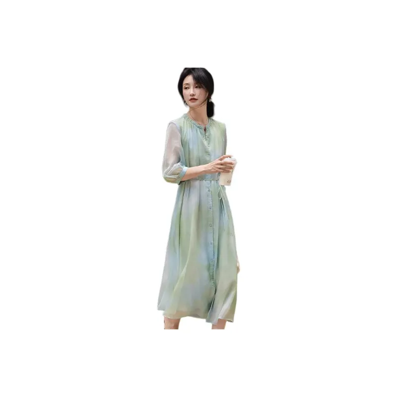 【dme】 Long Sleeved Dresses Women's Turquoise-0