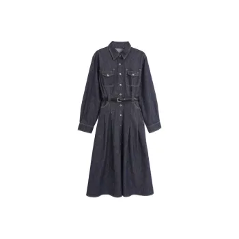 SETIROM Long Sleeved Dress Women's Dark Blue