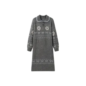 LEDIN Long Sleeved Dress Women's Silver Candle Gray