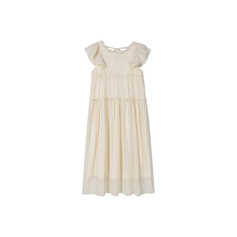 AFGGD Short Sleeved Dresses Women's White-0