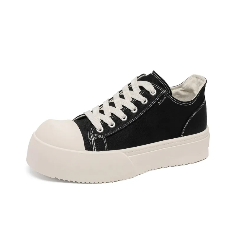 PROTECTCAMEL Abrasion Resistant Lightweight Height Increasing Low Top Canvas Shoes Men's Black-1