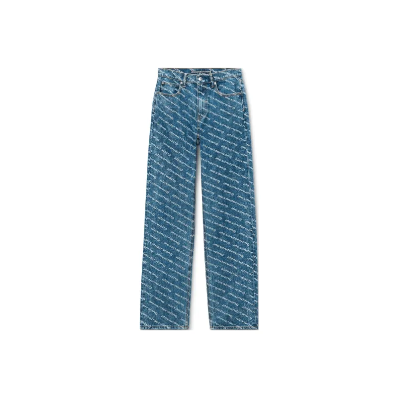 Alexander Wang Logo Print Sequined Mid rise Straight Leg Trousers-0