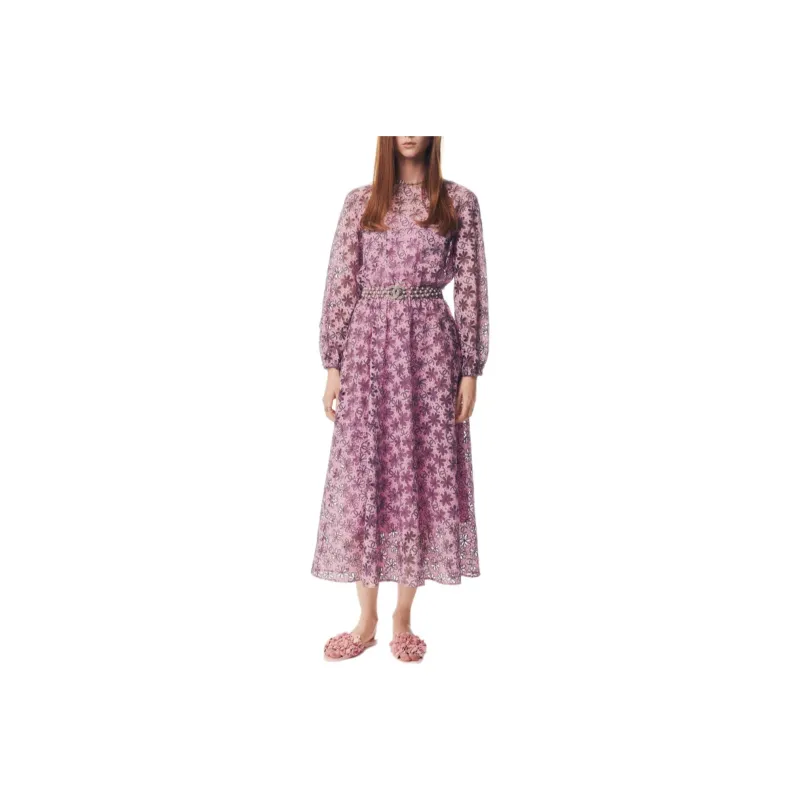 CHANEL 25P Long Sleeved Dresses Women's Pink Purple-0