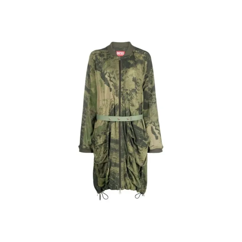 DIESEL Long-Sleeved Dresses Women's Green-0