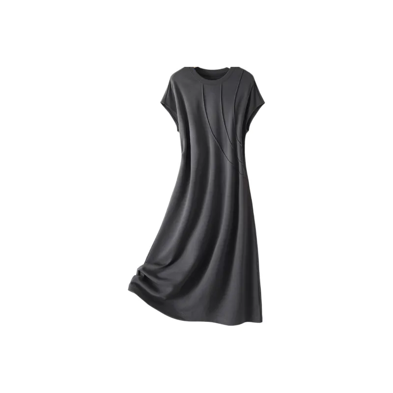 IHIMI Short Sleeved Dress Women's Dark Gray-0