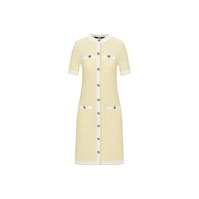 KARL LAGERFELD SS24 Short Sleeved Dress Women's Yellow-0