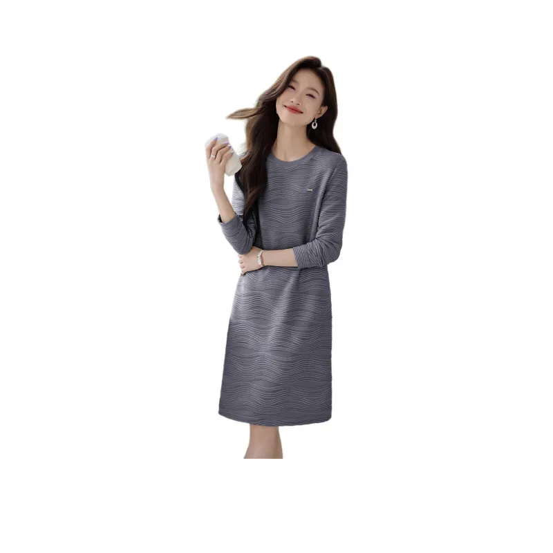 Mo Han Yi Mei Long Sleeved Dresses Women's Blue-0