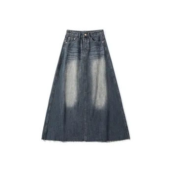 SONGS ALONG Denim Long Skirt Women's Blue
