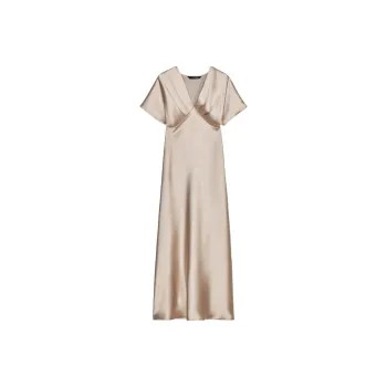 ZARA Short Sleeved Dress Women's Champagne