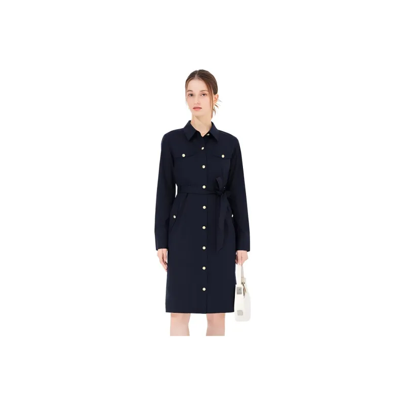 Hush Puppies Long Sleeved Dresses Women's Dark Blue-0