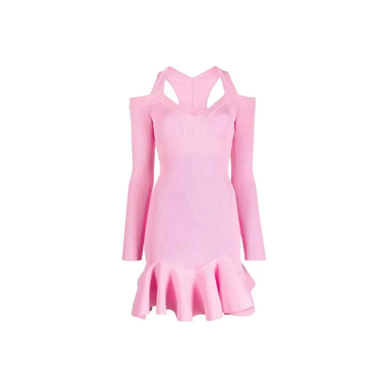Alexander McQueen Ruffle Detailed Flared Mini Dress-0