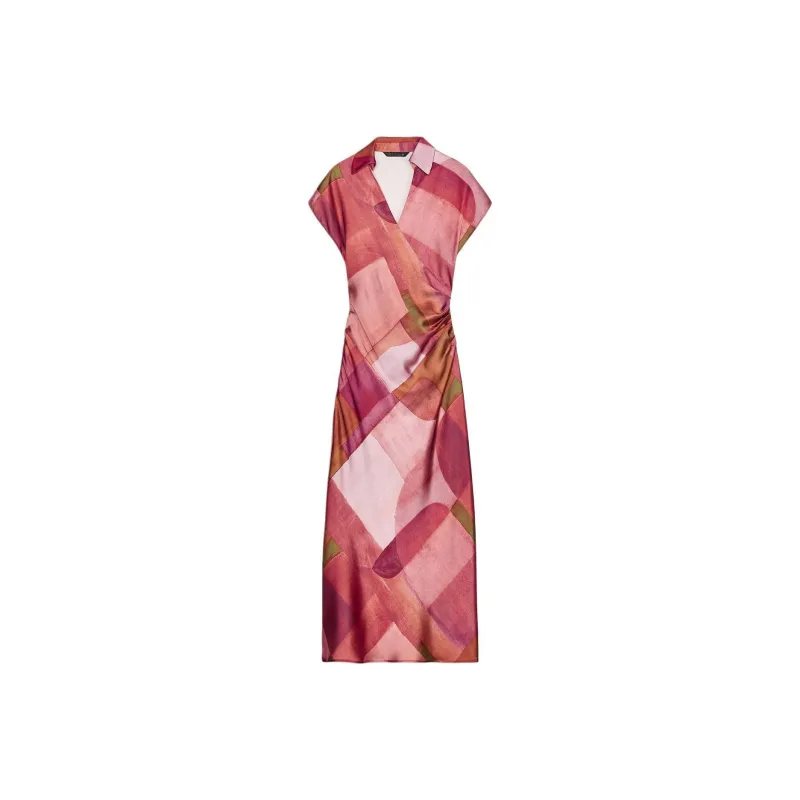 ZARA Short-Sleeved Dresses Women's Red-0